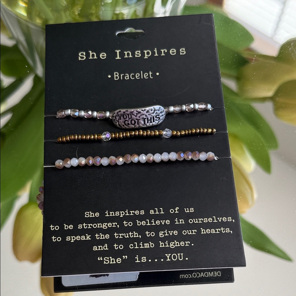 Demdaco She Inspires Bracelet Set - Gold and Silver